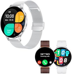 Smart Watch for Men with Aluminium Case, Ultra-Big,thin&light Fitness Tracker with 150+ Sports Modes, Always-On AMOLED 1.75” Display Watch with3 straps( Stainless steel, leather, silicone) (Silver)