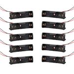 HALJIA 10Pcs 1.5V 1 x AA Plastic Cell Battery Holder Case Battery Storage Box with Wire Leads