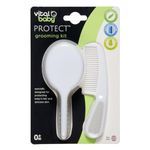 Vital Baby Protect Grooming Set - Brush and Comb Set - Soft Bristles - Non-Scratch Comb - 0+ - White