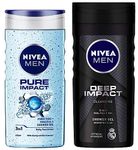 NIVEA Men Shower Gel, Pure Impact Body Wash, 250ml And NIVEA Men Shower Gel, Deep Impact Cleansing Body Wash, Men, 250ml