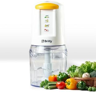 Britly Mini Food Chopper | 500ml Food Processor with 4 Bi-Level Stainless Steel Double Blades for Blending and Chopping – Ideal for Salads, Salsas, Curries, and More – 1-Year Warranty