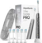 Aquasonic Vibe Series PRO – Ultra Whitening Power Toothbrush – 5 Modes & Smart Timers – UV Sanitizing Base – ADA Approved