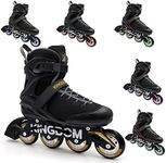 Kingdom GB Rage R40 Recreational Senior Adults Inline Skates Roller Blades For Mens Womens Black Gold Size 9.5 UK