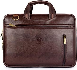 The Clownfish Laptop Bag Tablet Computer up to 15.6 inch for Women and Men Water Resistant Synthetic Leather Briefcase Office Bag Messenger Sling Shoulder Bag with Strap MacBook Notebook Handbag Business Briefcase Bags (Brown) Elegant Series