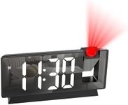 LOFICOPER Projection Alarm Clock, 7.8" Mirror Digital Clock with 180° Rotatable Projector, 4-Level Brightness, Snooze, 12/24H, USB Charging, Desk Clock for Home Bedroom Decor Office