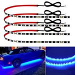 12V Led Light Strip 24" Connectable Blue Led Light Strips for Cars Golf Cart Boat Marine Motorcycle Waterproof Led Strip Lights, 4Pack