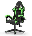 bigzzia Gaming Chair Ergonomic Computer Chair Reclining PU Leather High Back Video Game Chair with Headrest Adjustable Lumbar Support Linkage Armrest (Black/Green)
