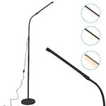 FOME LED Floor Lamp for Living Room,Adjustable Gooseneck Standing Lamp Touch Control 3 Color Reading Light Tall Standing Floor Lamp for for Living Room, Bedroom, Office Black