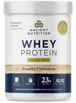 Ancient Nutrition Grass Fed Whey Protein + Fat Loss Blend, Vanilla Cinnamon, 23g Protein, Hydrolyzed Collagen Peptides, Organic Regenerative A2/A2 Milk Protein, Boosts Healthy Metabolism, 18 Servings