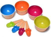 Dessert Bowls, 4 Pack Ice Cream Bowl Spoon Set,Frozen Yogurt Cups with Spoons Durable Plastic Candy Color Lovely Dessert Bowl DIY Ice Cream Tools for Festive Party Favor Kids Gift