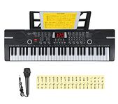 Hricane Kids Piano Keyboard, 61 Keys Beginner Electronic Keyboard Portable Digital Music Keyboard, Early Education Music Instrument with Microphone & Music Sheet Stand, Gift for Boy Girl