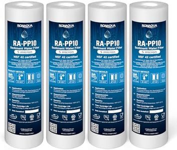 Ronaqua 5 Micron Sediment Water Filter Cartridge 10"x2.5", NSF Certified, 4-Layer Filtration for any 10-inch RO Units & Whole House Systems, Compatible with Culligan P5, AP110, WHKF-GD05, 4 Pack