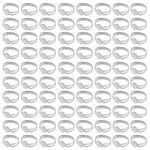 Kurtzy Adjustable Blank Metal Ring Bases (80 Pack) - Settings/Findings for DIY Jewellery Making - Silver Plated Finger Rings - Ring Blanks with Glue-on Pad for Gems/Gemstones or Cabochons