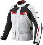 Jet Mens White Textile Protective Motorcycle Motorbike Jacket Waterproof CE Armoured (XL (42" - 44"), Red/White)