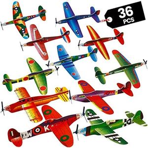 Bedwina Glider Planes Bulk - Pack of 36 - 8 Inch Bomber Airplane Gliders for Kids, Foam Birthday Party Favor Plane Toy Kits and Prize Reward Toys