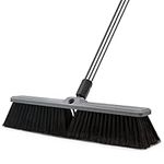 Push Broom Outdoor 18" Heavy Duty with 63" Long Handle Stiff Bristles, Large Commercial Broom for Sweeping Garage Shop Driveway Patio Deck, Scrub Brush for Cleaning Concrete Wood