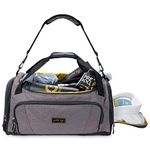 Gold BJJ Jiu Jitsu Duffle Bag - Waterproof Pocket for Sweaty Gi, Rashguard, or Shoes - The Perfect Duffel Bag for Martial Arts Gear, Boxing, MMA, and More (Grey)