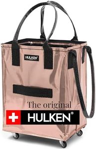 HULKEN - (Мedium, Rose Gold Reusable Rolling Tote & Rolling Shopping Bag with Wheels - Wheeled Tote - 66 lb Limit