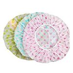 Shower Caps for Women (3 Pcs) Disposable Waterproof & Reusable Elastic Bath Cap for All Hair Lengths, Adjustable Ideal for Women Kids Girls, Travel Spa, Hotel and Hair Salon