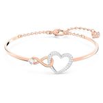 Swarovski Infinity Heart Women's Bangle Bracelet with a Rose-Gold Tone Plated Bangle, Clear Swarovski Crystals and Lobster Clasp