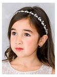 SWEETV Flower Girl Headband for Wedding, Baby's Breath Headpiece, Princess Crystal Floral Hair Accessories for Birthday Party, Photography (Sliver)