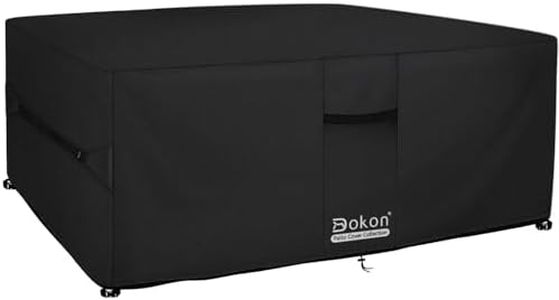 Dokon Cube Garden Furniture Covers Waterproof Heavy Duty Oxford Fabric Patio Table Cover with Air Vents, Windproof Anti-UV Outdoor Rattan Sofa Table and Chair Cover, Square (220x220x90cm) - Black