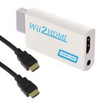 GoldOars Wii to HDMI Adapter with 1.5m HDMI Cable, Wii to HDMI Converter, Wii Adapter to HDMI Supports All Wii Display Modes(White)