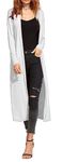 Re Tech UK Ladies Womens Maxi Plus Size Long Cardigans for Women UK Collared Top Long Full Sleeve Floaty Women's Cardigans Coatigans Sizes 8-26 (White - ML)