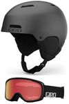 Giro Ledge MIPS Combo Pack Ski Helmet - Snowboarding Helmet with Matching Goggles Matte Graphite/Black Wordmark S (52-55.5CM)