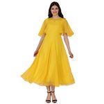 fashion of art Women's Maxi Dress (dress-201_YELLOW_S)