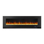 Amazon Basics Wall-Mount Electric LED Multicolour 3D Heating Fireplace with Remote Control, 1300W, 60" (152 cm), Black [UK plug]