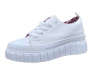 Urban Jacks Chicago Women’s Platform Canvas Trainers-White-7