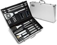 21 Piece BBQ Tools Set - Barbecue Accessories With Carrying Case - Pro Grade Stainless Steel Grill Utensils Plus Bonus Pulled Meat Shredder Claws - by Vysta