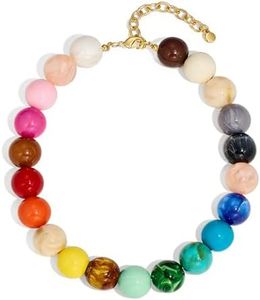 WOWORAMA Colorful Chunky Necklaces for Women Oversized Multicolor Resin Beads Choker Necklace Large Bold Statement Beads Ball Necklace Boho Holiday Jewelry