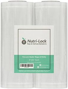 Nutri-Lock Vacuum Sealer Bags, Set of 2 8"x50' BPA-Free Rolls, Vac Seal for Sous Vide & Meal Prep, Commercial Grade Food Vac Bags