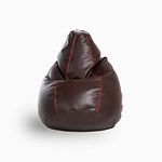 Wakefit 3XL Bean Bag, Bean Bag with Beans Filled, Bean Bag Sofa, Bean Bags, Bean Bag Chair, Bean Bag with Beans, Diwali Gifts, Premium Leatherette Bean Bag (Dark Fantasy with Red Piping)