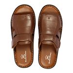 McParkar Genuine Leather Men's Flip-Flops Casual Slippers/Sandals for Office or Daily Use Outdoor/Indoor (Brown Color) (numeric_8)