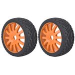 VGEBY1 2PCS RC Tires, 1/8 On-road Racing RC Rubber Tyres Hub Wheel Tires (Orange)