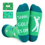 Funny Saying Golf is On Dress Socks-Funny Novelty Golf Golfing Socks Gifts For Men Golf Lover Golfer