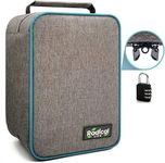 RADICAL LIFE Smell Proof Bag Extra Large with Steel Combination Lock Premium Smell Proof Container for Medicine and Accessories Lock Box Travel Bag Smell Proof Case - Patent Pending, Dark Gray & Teal,