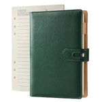 suituts A5 Refillable Journal Notebook, 6 Ring Binder Notebook, 440 Ivory Pages(220 Page & 220 Replacement Pages) Planner Refillable Notebook with Magnetic Buckle Closure,Dark Green