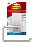 Command Toilet Paper Holder Satin Nickel with Water Resistant Command Strips, Rust Resistant Bathroom Organizer