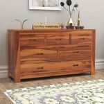 GateWay Furniture Sheesham Wood Chest of Drawers with 6 Spacious Drawers for Living Room Storage (Patrick, Honey Finish)