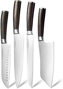 Kangdelun 4-Piece Kitchen Knife Set, Professional Chef Knife with Ultra Sharp Blade and Ergonomic Pakkawood Handle. High Carbon Stainless Steel, Gift Box, Chef's Knife, Santoku Bread and Cleaver knife