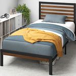 Zinus Kai Bamboo and Metal Platform Bed Frame with Headboard/No Box Spring Needed/Easy Assembly, Twin