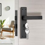 Yale YECM-405-8P-TT-BM Mortise Door Lock for Bedroom/Home/Office/Hotel Suitable for Left/Right Handed Doors, Handle Set Comes with 8" Backplate Thumb Turn, 3 Keys Cylinder and Lock Body (Black Matt)