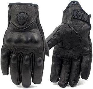 FXC Touch Screen Full Finger Black XL Motorcycle Leather Gloves Men's Premium Protective Motorbike