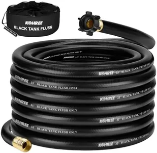 Kohree 35Ft RV Black Water Hose for RV Camper, 5/8" Premium Camper Sewer Hose with No Kink Design, Clean-Out Grey Water Tanks & More, Black Tank Flush Kit with Storage Bag