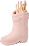 Cowboy Boot Match Holder, Ceramic Boot Match Holder with Striker Cute Indoor Decorative Accessory for Bathroom Bedroom Kitchen (Pink)