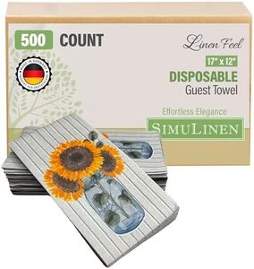 SimuLinen Decorative Sunflower Disposable Bathroom Guest Towels - Cloth-Like, Single-Use, Linen Feel Paper Towels, 12x17", 500ct (Made in Germany)